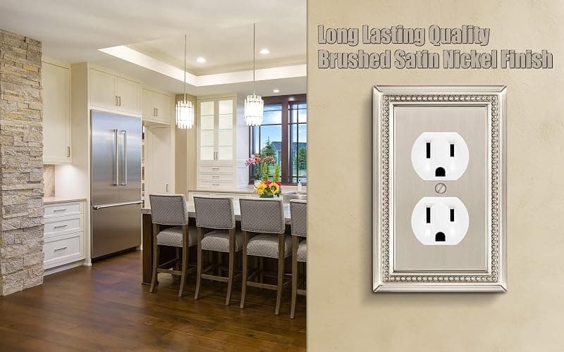 Henne Bery Sunken Pearls Heavy Duty Decorative Wall Plate Switch Plate Outlet Cover (Single Duplex, 2 Pack, Satin Nickel) thumbnail 5