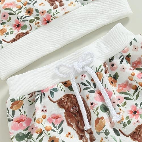 3Pcs Baby Girl Outfits Daisy Sweatshirt + Pants + Headband Infant Fall Winter Clothes thumbnail 4