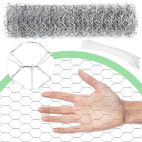 Chicken Wire 13.7 in x 393.7 in Poultry Wire Netting Hexagonal Galvanized Mesh Garden Fence Barrier for Pet Rabbit Chicken Fencing with 100 Pcs Cable Zip Ties thumbnail 3
