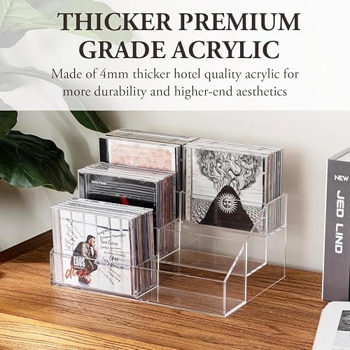 MyGift 3 Tier CD Storage Rack, Clear Acrylic Disc Holder Holds 36 Cases | Three-tier organizer stores up to 36 jewel cases with a clear design for easy viewing and compact media organization thumbnail 4