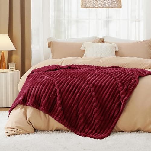 Bedsure GentleSoft Deep Red Blanket for Couch - Cozy Soft Blankets for Women, Cute Small Throws for Girls, 50x60 Inches thumbnail 7