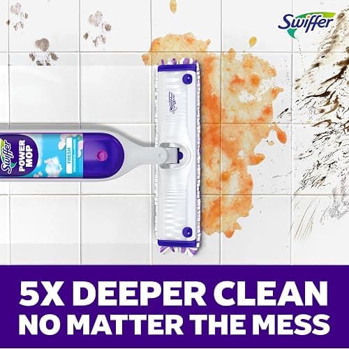 Swiffer PowerMop Multi-Surface Mop Kit for Floor Cleaning, Fresh Scent, Mopping Kit Includes PowerMop, 2 Mopping Pad Refills, 1 Floor Cleaning Solution with Fresh Scent and 2 Batteries thumbnail 6