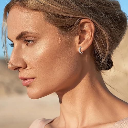 Gacimy Gold Huggie Earrings for Women 14K Real Gold Plated, Small Cubic Zirconia Cartilage Hoop Earrings Cuffs for Women thumbnail 2