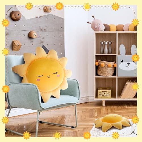 Juexica 2 Pcs Sun Pillow Plush Sofa Cushion Pillow Cute Stuffed Sun Cushion Sun Shaped Floor Pillow Car Throw Pillow Plush Soft Toy for Kids Women Girls Bedside Home Decoration 13.7 Inch, 23.6 Inch thumbnail 7