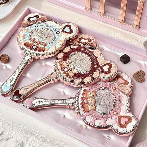 Flower Knows The Sweetie Bear Hand Mirror,Vintage Portable Handheld Mirror,Fancy & Pretty Princess Mirror with Long Handle,Gift for Girls(Creamy Pink) thumbnail 6