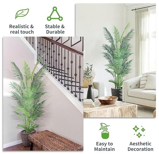 HAIHONG 6FT Artificial Palm Tree,Faux Areca Palm Plant with Real Touch Leaves and Adjustable Branches,Fake Tropical Palm Tree for Home Office Indoor Outdoor Modern Decoration thumbnail 5