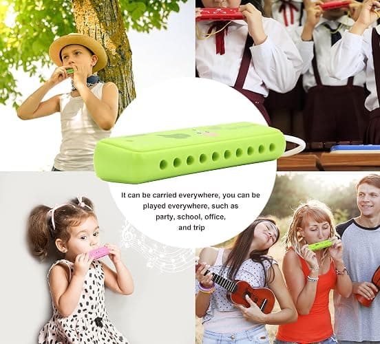 Crafteem Color Blues Harmonica, Key of C for Kids, Children, Toddler and Beginners,10 Hole 20 Tones Musical Instrument Toy Gift thumbnail 5