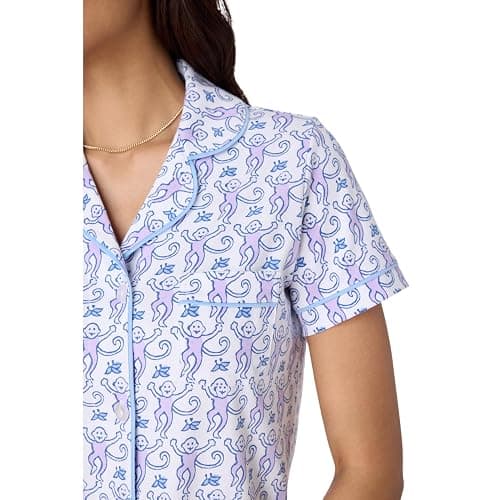 HMPEAIIY Womens Y2k Pajamas Set 2 Piece Button Down Monkey Shorts Set Roller Dupes Rabbit Preppy Loungewear Pjs thumbnail 4