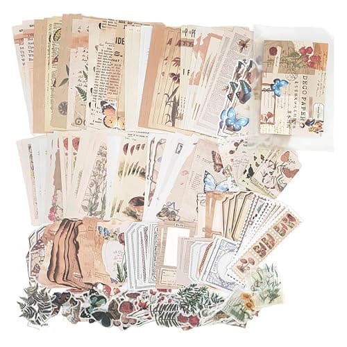 200PCS Vintage Scrapbooking Supplies Kit for Journaling, Scrapbook Sticker Paper Pack for for Bullet Journals Junk Journal Planners Aesthetic Cottagecore Room Decor Wall Art Collage Album (Nature) thumbnail 3