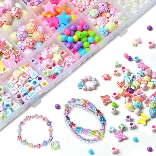 Kids DIY Bead Jewelry Making Kit, Beads for Girls Toys Bead Art and Craft Kits DIY Bracelets Necklace Hairband and Rings Toy for Age 4 5 6 7 8 9 10 11 Year Old Girl Gifts thumbnail 2