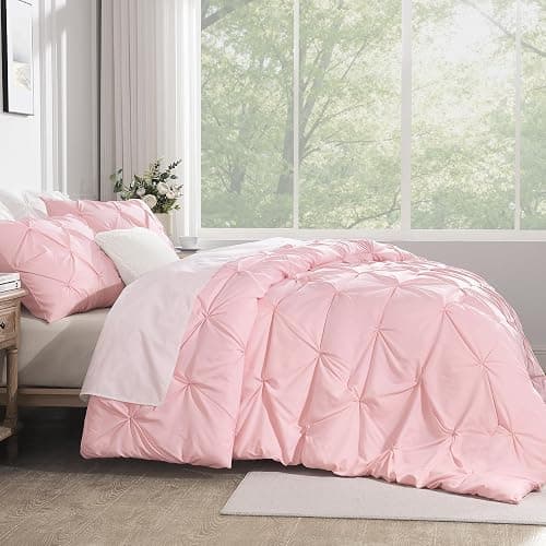 Andency Pink Full Size Comforter Set (79x90Inch), 3 Pieces Soft Lightweight Cute Pinch Pleat Comforter Set for Kids Girls Teens, All Season Western Warm Down Alternative Bed Set for Dorm Bedroom thumbnail 7