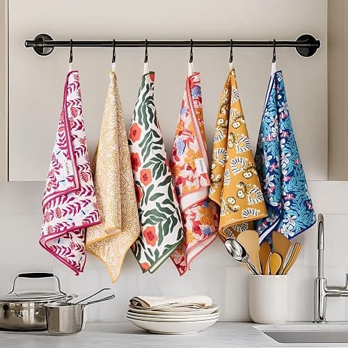 RECYCO Waffle Kitchen Towel Set of 2 - Quick Dry Microfiber Sustainable Dish Towels - Ultra Absorbent Reusable Cleaning Tea Towels - Lightweight Hand Towels,16”x 28”, Marigold Mosaic thumbnail 8