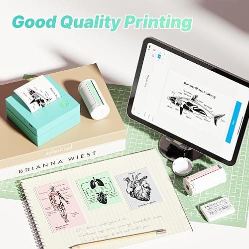TYPONOS Sticker Printer, PM290 Mini Printer, Bluetooth Sticker Maker Machine with 3 Rolls Paper, Portable Print Pod for Study Notes, Journal, Lists, Pictures, DIY Gifts for School Office Home, Green thumbnail 5