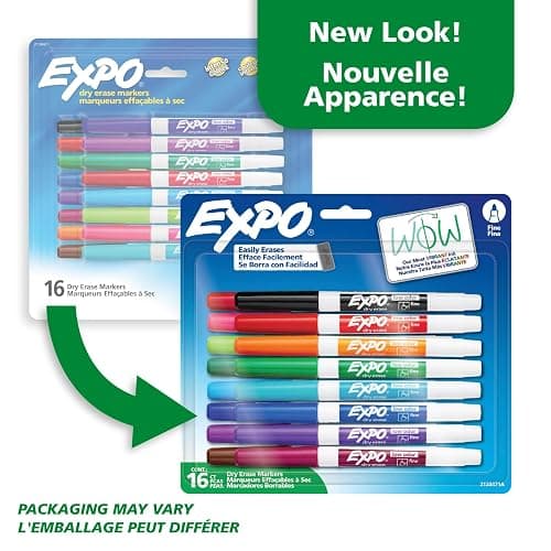 Expo Dry Erase Markers, Whiteboard Markers with Low Odour Ink, Fine Tip, Assorted Vibrant Colours, 16 Count thumbnail 3