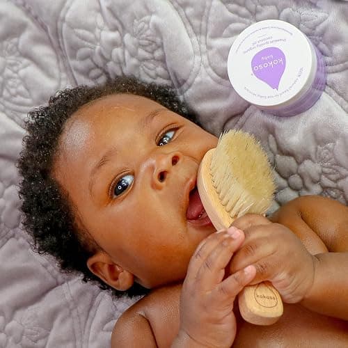 Kokoso Baby - Wooden Brush, Natural Baby Hair Brush - Made with 100% Natural Boar Bristle, for Babies & Toddlers - Gentle on Delicate Hair - Comes with a Jute Bag, Plastic Free thumbnail 4
