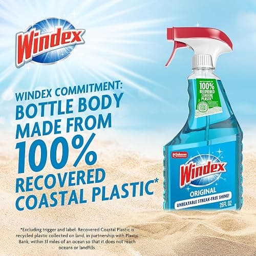 Windex Glass and Window Cleaner Spray Bottle, Packaging Designed to Prevent Leakage and Breaking, Surface Cleaning Spray, Original Blue Scent, 23 Fl Oz thumbnail 5