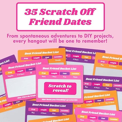 Best Friend Bucket List Scratch Off Cards – 35 Fun Adventure Date Ideas for Friends – Unique Gift for Women, Besties, or BFFs – Fun Friendship Gift for Birthdays or Christmas thumbnail 3