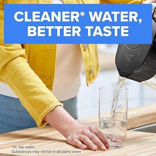 Brita Metro Small 6-Cup Water Filter Pitcher with BritaPlus Filter, WQA NSF/ANSI Certified, Reduces 2X Contaminants vs. Standard, Reduces Chlorine, Zinc, Copper, Mercury & More, Black thumbnail 3