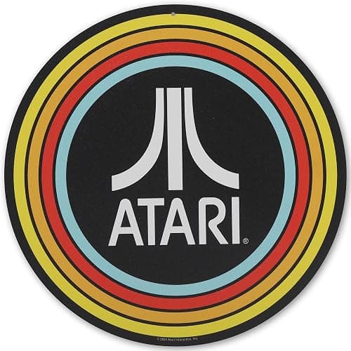 Open Road Brands Atari Vintage Stripes Round Metal Sign | Retro Atari Wall Decor for Game Room or Man Cave - Image 1