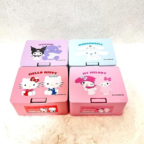 can do My Melody One push One Touch Open Type Lid Accessory Cosmetics Case Box W4.2 × H3.5 × D2 inch,Multicolor, Japanese, pink, 32773 thumbnail 2