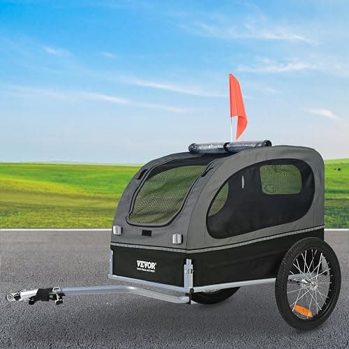 VEVOR Remorque vélo pour Chien, Charge, Porte Animaux de Compagnie de vélos, Cadre Pliable Facile avec Roue à dégagement Rapide, coupleur de vélo Universel, réflecteur, Drapeau, Laisse Interne thumbnail 8