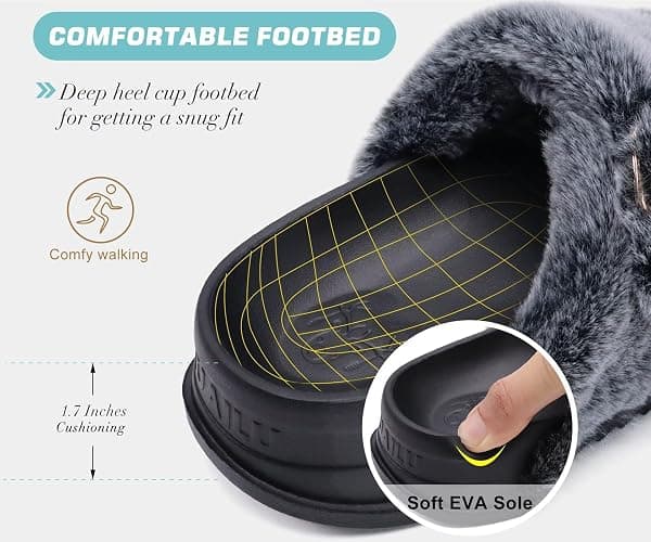 KuaiLu Women's Fluff Slippers Plantar Fasciitis Arch Support Platform Slippers Ladies Fashion Open Toe Faux Fur Sliders Womens House Slipper Size 6-12 thumbnail 3