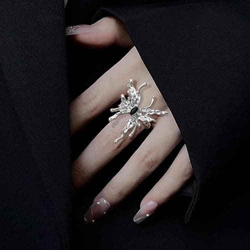 Drperfect 13 PCS Y2k Rings For Women Vintage Irregular Rings for Women Men Chunky Adjustable Rings Gothic Goth Open Moonstone Butterfly Star Pink Heart Cool Statement Ring Aesthetic Accessories Ring Set thumbnail 2
