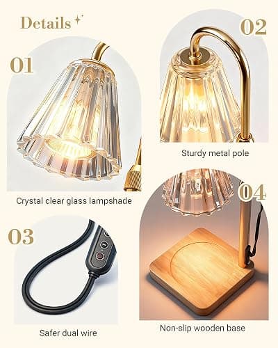 Marycele Candle Warmer Lamp for Yankee Candles, Christmas Birthday Gifts for Mom Women Sister Her, House Warming Gifts, Thanksgiving Decorations for Office Room Home Decor, Clear Wax Warmer with Timer thumbnail 5