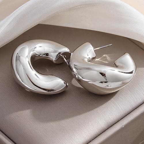 IFKM 24 Pairs Gold Hoop Earrings Set for Women Hypoallergenic Chunky Chain Twisted Open Hoops Dangle Earring Packs for Birthday Party Christmas Fashion Jewelry Gift thumbnail 4