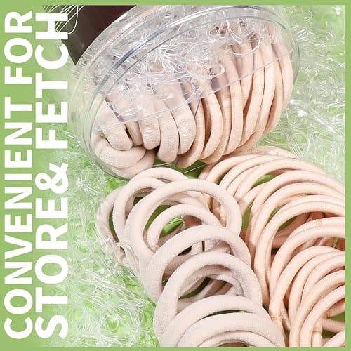 Teenitor Hair Accessories Kit for Woman & Girls: 500pcs Elastic Hair Bands; 30pcs Ponytail Holders, 30pcs Seamless Thick Hair Bands; 40pcs Bobby Hair Pins (Beige) thumbnail 2