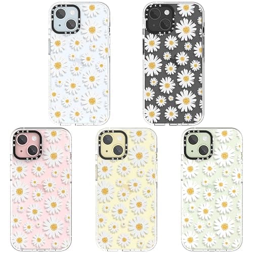 WXQWXQ for iPhone 15 White Daisy Flower Clear Phone Case | TPU+PC Premium Painted Anti-Drop Phone Case Superior Shock Absorption Military-Grade Drop Protection thumbnail 3
