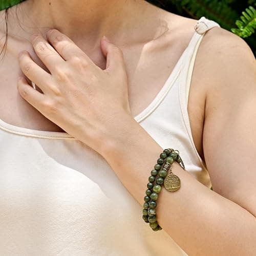 Bivei Natural Semi Precious Gemstone beads bracelet for women - Life Tree and Leaf Charm Energy Reiki Crystal Stretch Bracelets thumbnail 3