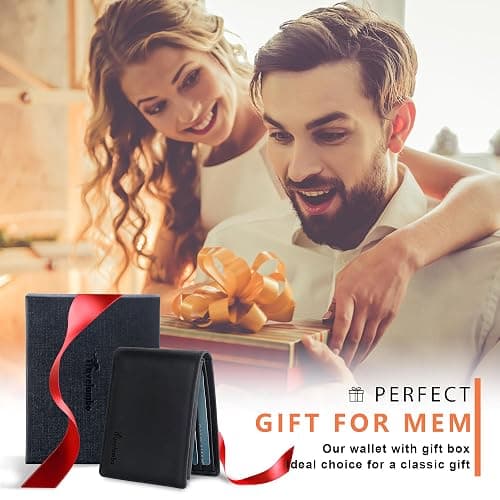 Travelambo Genuine Leather Wallet for Men with Gift Box - Handmade Bifold Stylish - Mens Wallets Rfid Blocking with 2 ID Windows thumbnail 7