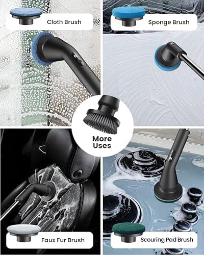 Leebein Electric Spin Scrubber, 2026 Upgraded Cordless Cleaning Brush Bathroom Scrubber, IPX7 Waterproof Electric Scrubber with 7 Brush Heads, Extendable Long Handle Power Scrubber for Bathtub Floor thumbnail 7