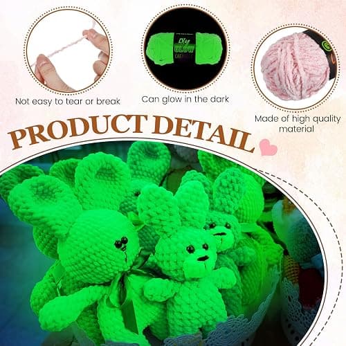 Fanfanwin 5 Rolls Glow in The Dark Chenille Yarn Luminous Crochet Fancy Yarn Glow Sewing Craft for DIY Arts Winter Christmas Knitting Crocheting Supplies 76.5 Yard Per Roll(Fresh Colors) thumbnail 4