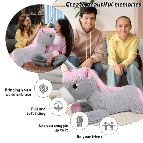 ZBLX Giant Unicorn Stuffed Animal, 38 inch Big Stuffed Animal, Large Cute Plush for Kids Boys Girls Birthday Gifts (Unicorn) thumbnail 5