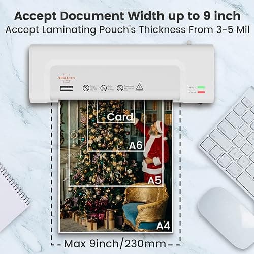 VidaTeco Laminator Machine 9-inch Thermal Laminator with Laminating Sheets 20 pcs,Laminating Machine with 2-Min Faster Preheat,Small Personal Lamination with Patented Roller for Teacher,Home thumbnail 6