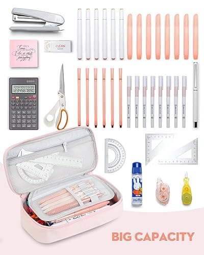 YOKUMA Pencil Case,Large Capacity Pencil Pouch,Aesthetic Zipper Pencil Box, Back to School Supplies for College Student Teen Adults,Travel Essentials,Electronic Cable Organize thumbnail 4