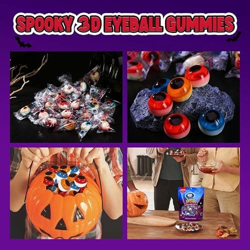 Amos Eyeball Gummy Candy – Halloween Gummy Eye Candy Treats for Kids & Parties, 3D Gummy Eyeballs, Individually Wrapped, 40 Count, 9oz Bag - Eyeball 9oz thumbnail 8