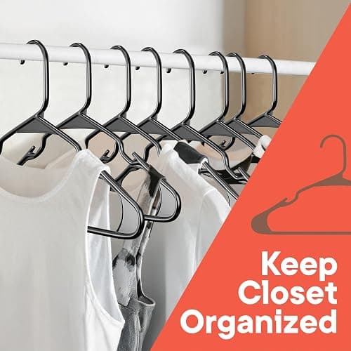 Black Plastic Hangers 5 Pack– Heavy-Duty Plastic Hangers Slim and Space-Saving, Durable and Lightweight PP with Non-Slip Shoulder Notches for Slip Dresses, Suits, Jackets & Camisoles thumbnail 4