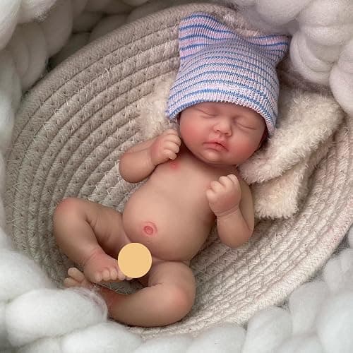 Mire & Mire 7 inch Boy Miniature Sleeping Full Silicone Mini Baby Dolls with Feeding Accessory Lifelike Baby Doll Soft Realistic Baby Doll thumbnail 3