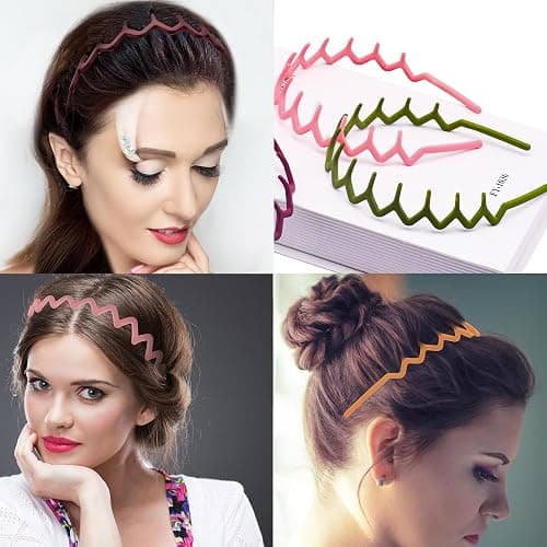 Duufin 12 Pieces Plastic Zig Zag Headbands with Teeth Sharks Tooth Headband Wave Comb Non Slip Headband Colorful Teeth Headbands for Girls and Women thumbnail 7