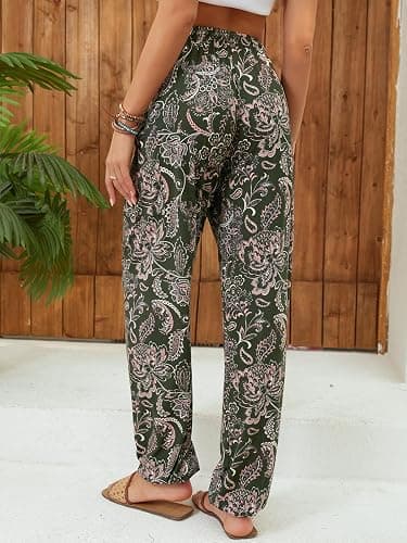 QIANXIZHAN Women's Harem Pants, Hippie Palazzo Pants Boho Joggers Yoga Clothes with Pockets thumbnail 2