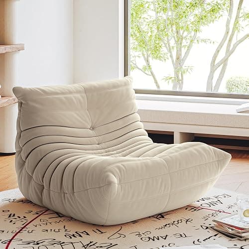 OTDMEL High-end Quality Fireside Togo Chair, Single Suede Togo Couch Sofa, Soft Floor Chaise Lounge Sofa, 1 Seat Lazy Bean Bag Chairs for Living Room Bedroom Salon Office, Non-Compression - Image 1