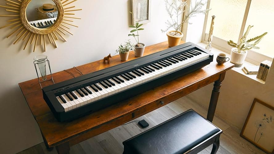Yamaha 88-Key Weighted Portable Digital Piano Keyboard with Music Rest, Sustain Foot Switch, Built-in Speakers, USB Connectivity, Black (P45B) thumbnail 7