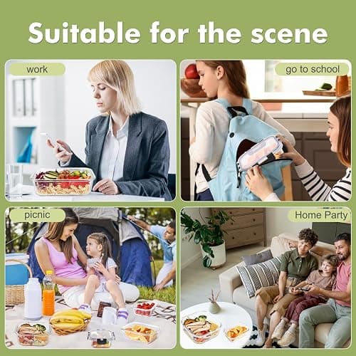 Liuruiyu 8 Pack Glass Food Storage Containers with Lids, Meal Prep Containers, Airtight Bento Boxes with Leak Proof Locking for Microwave, Oven, Freezer and Dishwasher, BPA Free thumbnail 7