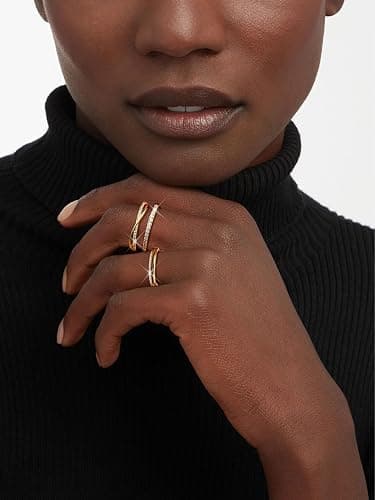 Tungary Adjustable Stackable Rings for Women Non Tarnish CZ Ring Set | 9 Pcs Open Ring Set, Hypoallergenic, Waterproof, Statement Thumb Knuckle Pinky Rings, Promise Wedding Ring, Gold/Silver Rings thumbnail 4