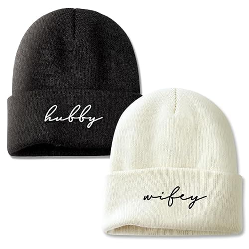 GroomBrideGifts Mr and Mrs Beanies, Wedding Gifts for Couples, His and Hers Engagement Gift, Honeymoon Travel Essentials - Image 1