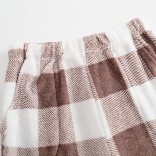 Fluffy Flannel Pajama Pants Women Fuzzy Buffalo Plaid Pj Pants Comfy Loose Soft Plaid Pant Elastic Waist Sleep Pant thumbnail 3