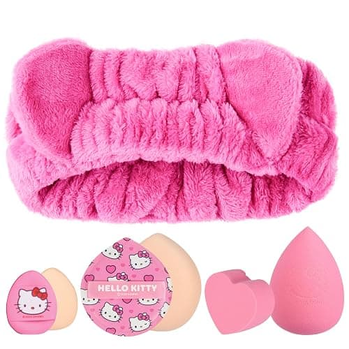 Get Trend Hello Kitty Sanrio Makeup Brush Sponge Set for Girls, Teens with Headband Powder Puffs Soft Brushes Beauty Sponges, Kawaii Gifts for Girls (Pink Hello Kitty) thumbnail 4